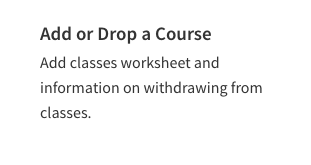 Add or Drop a course worksheet.