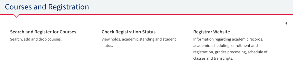 Courses & Registration click on the Check Registration Status.