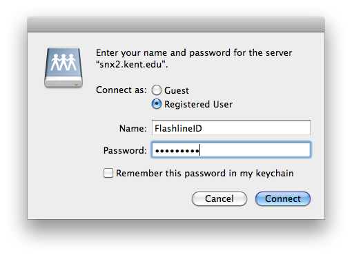 Enter your name and password prompt.