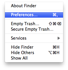 Finder menu, click preferences...