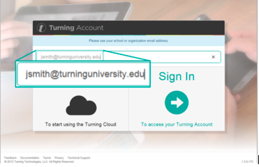 Enter your university email address in the turning point account dialog box.