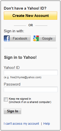 Create new Yahoo account