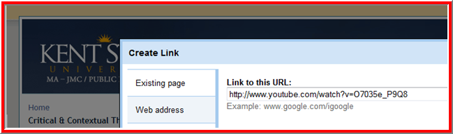 Create link Add your Youtub URL