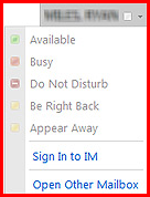 he “Sign In to IM” option is not available for Kent Office 365 Exchange accounts.