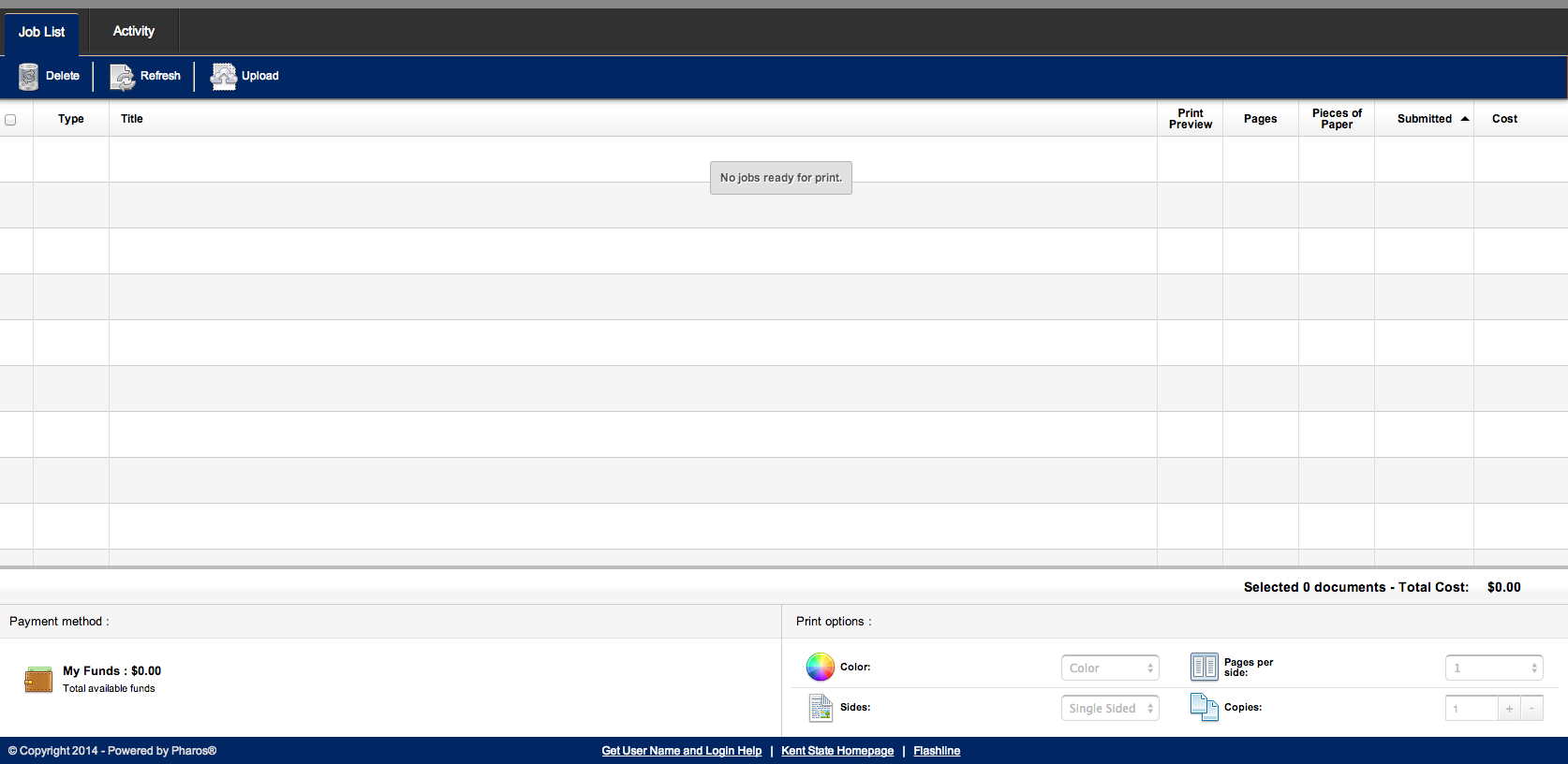 job list tab