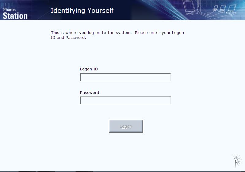 pharos login screen