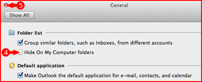 the on my computer folder is empty in outlook 2011 for mac